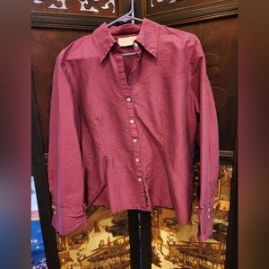 Purple Long-sleeve Silk Blouse, Size 14, Worthington